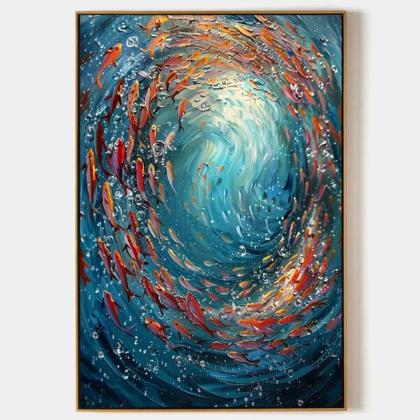 CORAL DANCE: Vibrant Underwater Fish Oil Painting