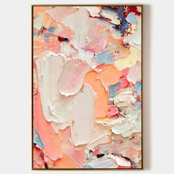 CORAL DREAM: Textured Abstract Painting, Pink and Orange Wall Art, Vertical Canvas, Impasto Decor