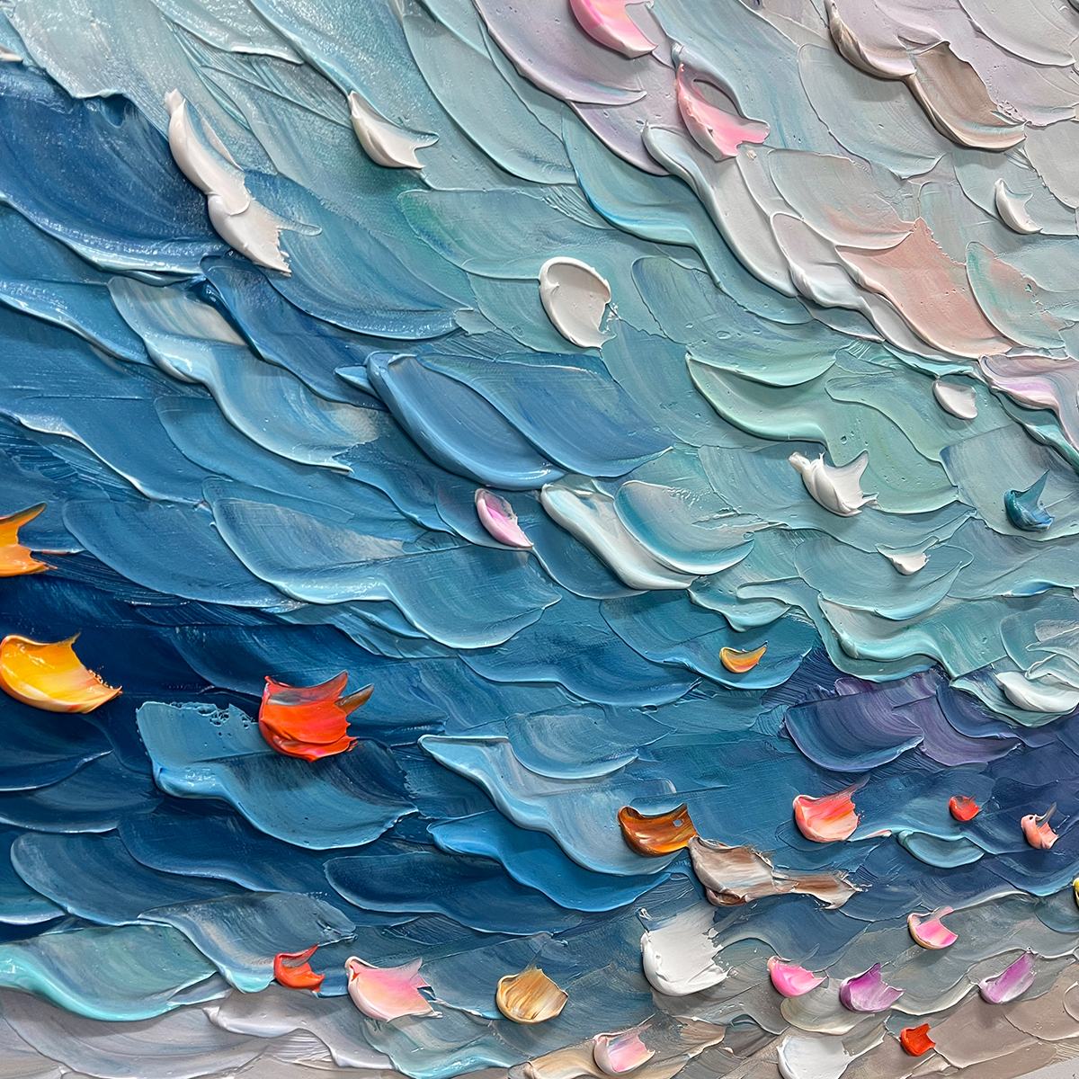 CORAL DREAM: Textured Abstract Seascape Oil Painting - Image 3
