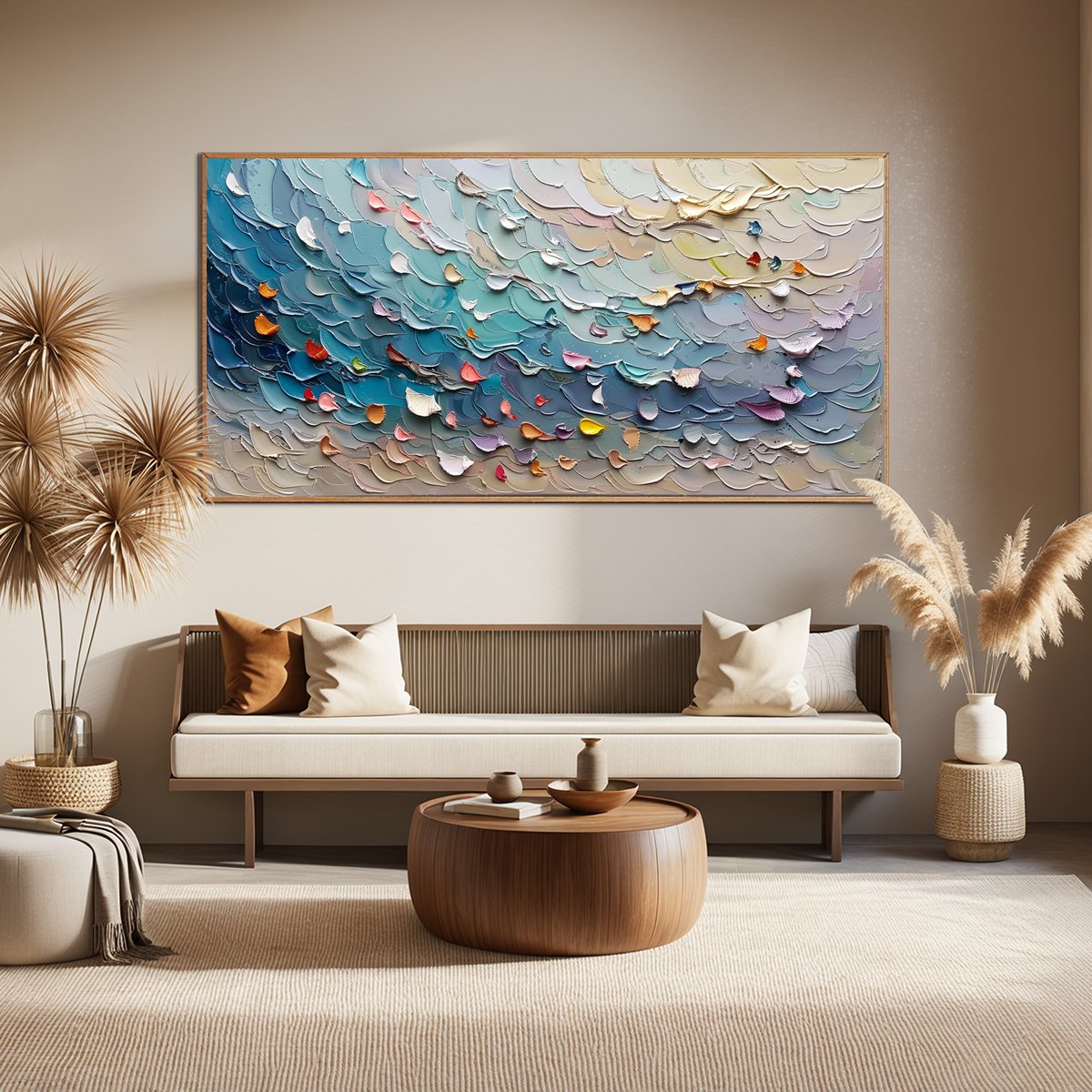 CORAL DREAM: Textured Abstract Seascape Oil Painting - Image 2