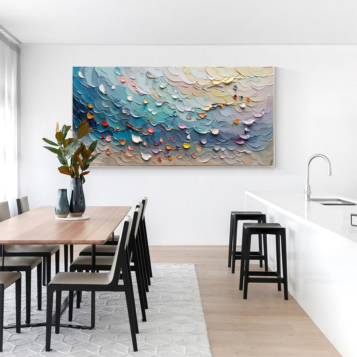 CORAL DREAM: Textured Abstract Seascape Oil Painting - Image 7