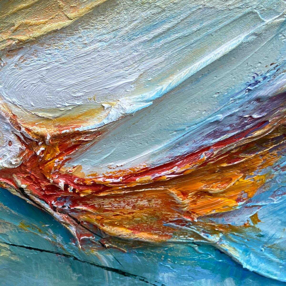 CORAL REEF: Panoramic Abstract Blue and Orange Oil Painting - Image 7
