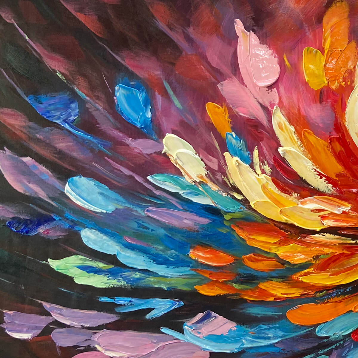 COSMIC BLOOM: Textured Abstract Oil Painting on Canvas - Image 3