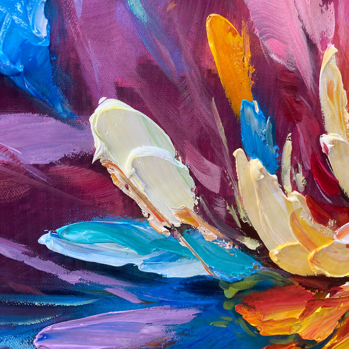 COSMIC BLOOM: Textured Abstract Oil Painting on Canvas - Image 5
