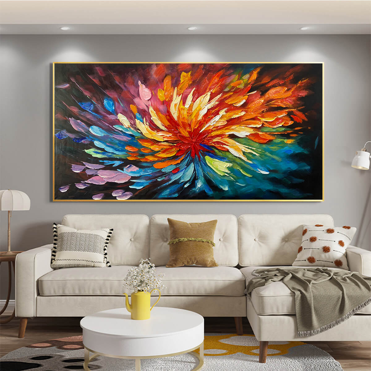 COSMIC BLOOM: Textured Abstract Oil Painting on Canvas - Image 2