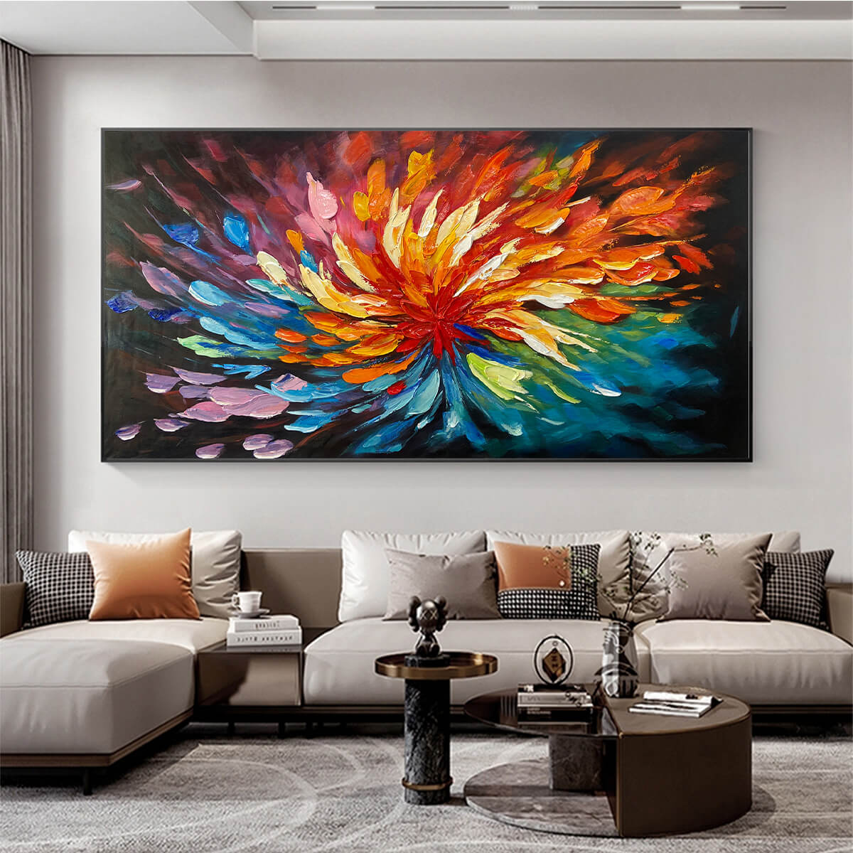 COSMIC BLOOM: Textured Abstract Oil Painting on Canvas - Image 6