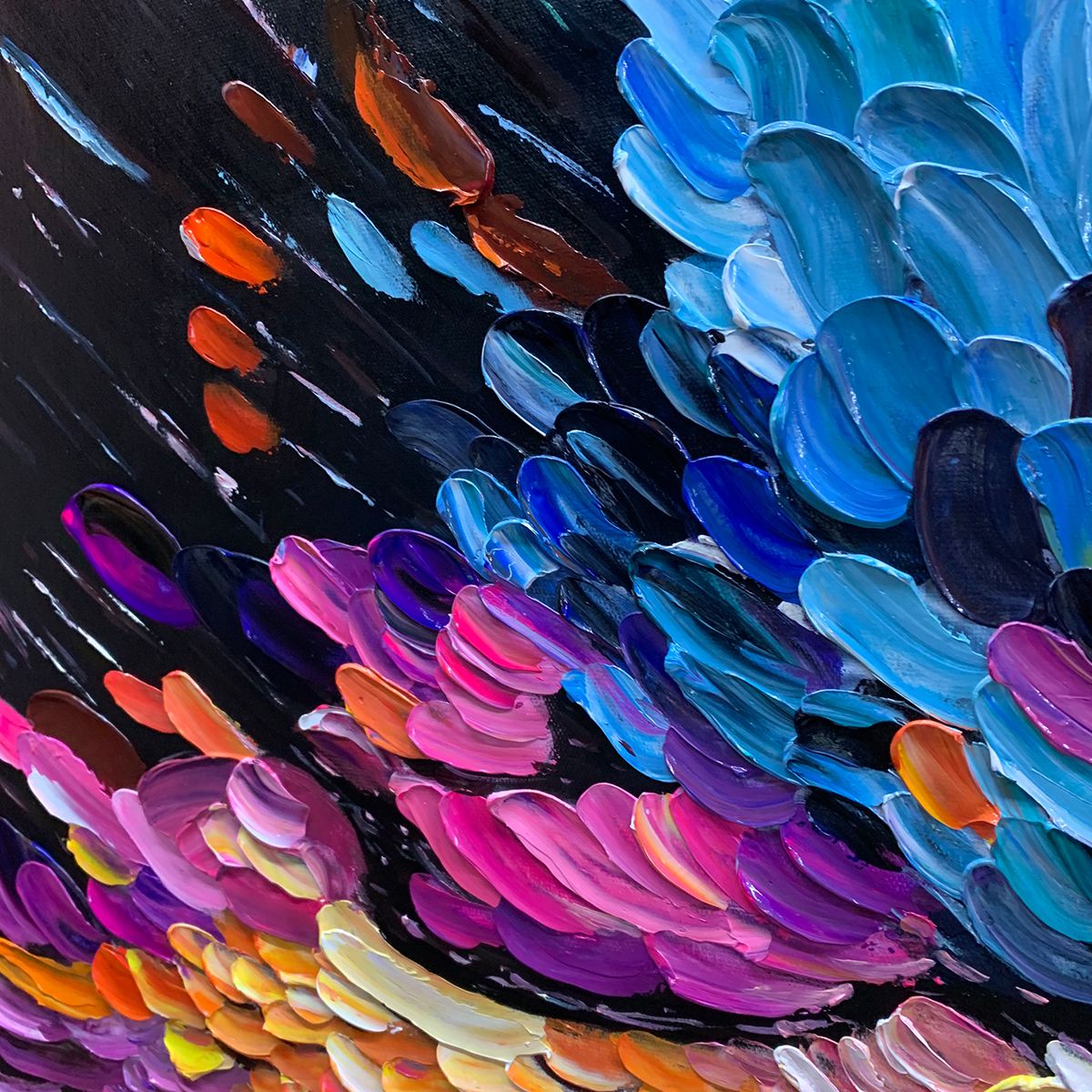 COSMIC BURST: Textured Impasto Abstract Oil Painting - Image 7
