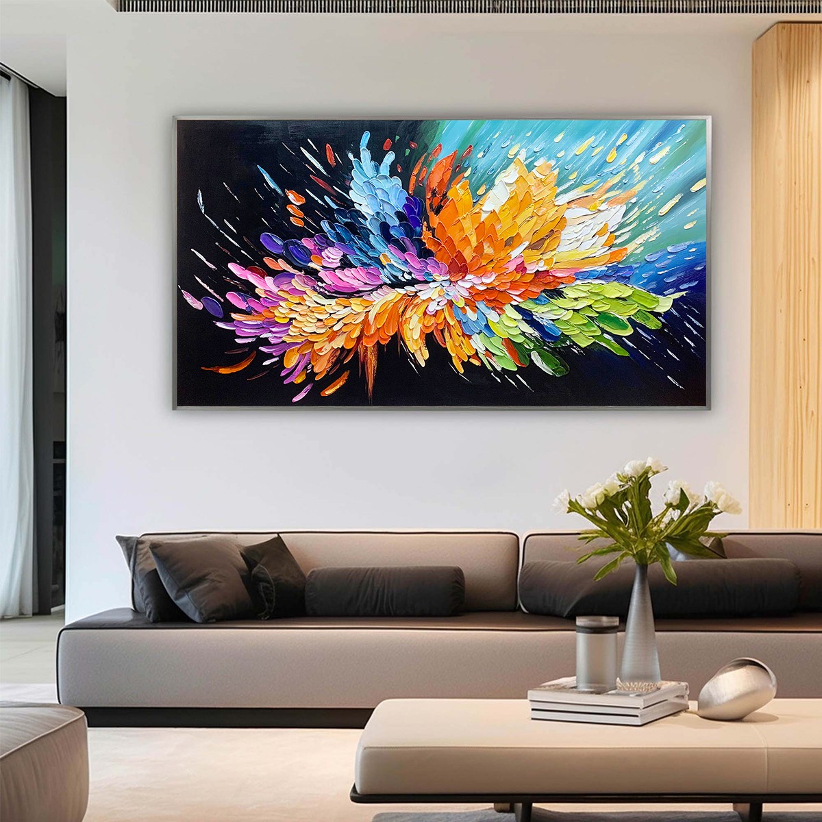 COSMIC BURST: Textured Impasto Abstract Oil Painting - Image 2