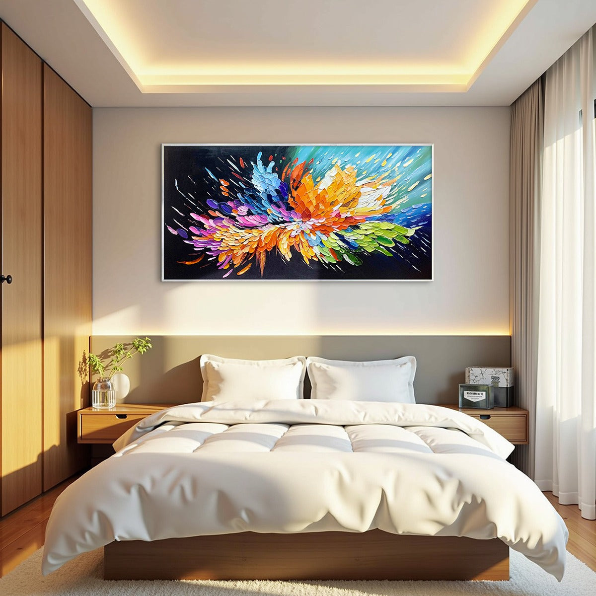 COSMIC BURST: Textured Impasto Abstract Oil Painting - Image 8