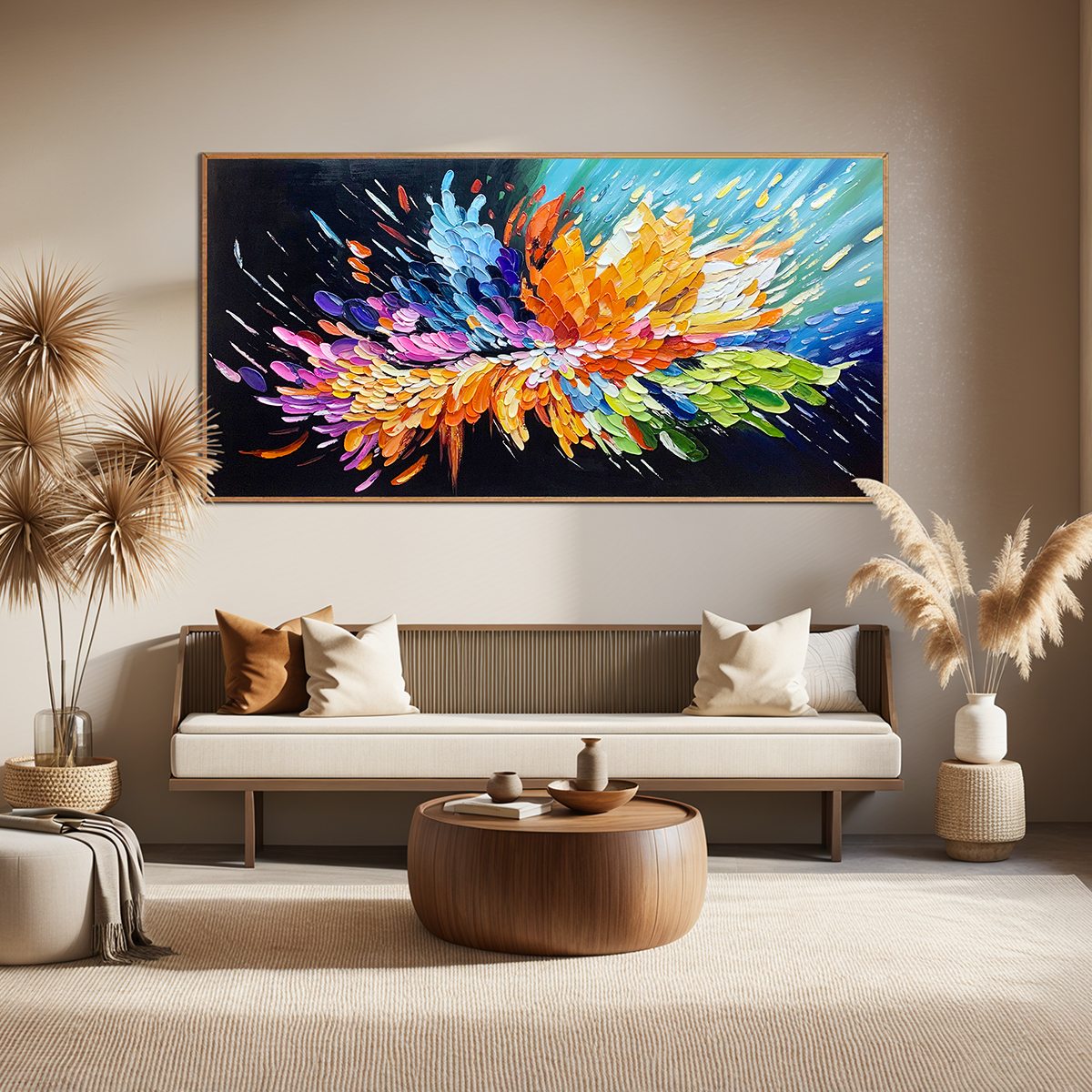 COSMIC BURST: Textured Impasto Abstract Oil Painting - Image 5