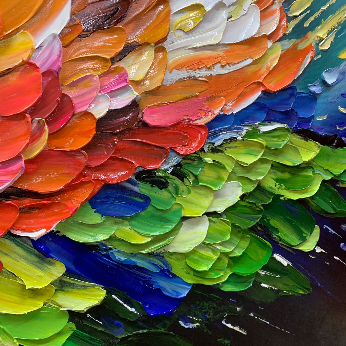 COSMIC BURST: Textured Impasto Abstract Oil Painting - Image 4