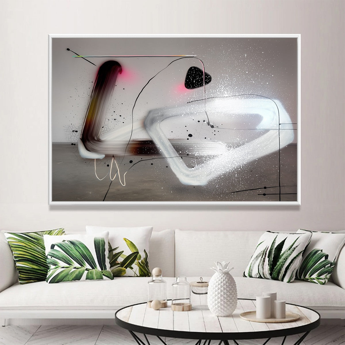 COSMIC DRIFT: Abstract Minimalist Oil Painting on Grey - Image 8