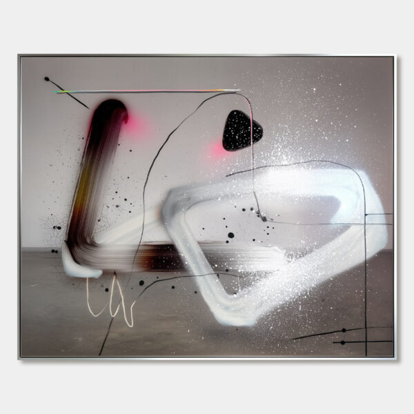 COSMIC DRIFT: Abstract Minimalist Oil Painting on Grey