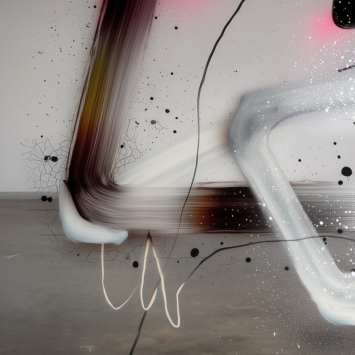 COSMIC DRIFT: Abstract Minimalist Oil Painting on Grey - Image 7