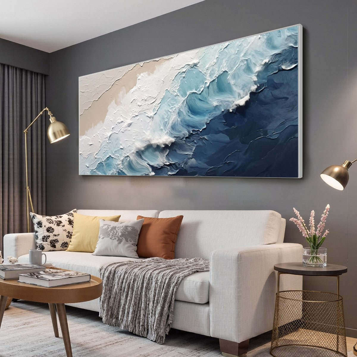 CRASHING WAVES: Textured Coastal Seascape Oil Painting - Image 4