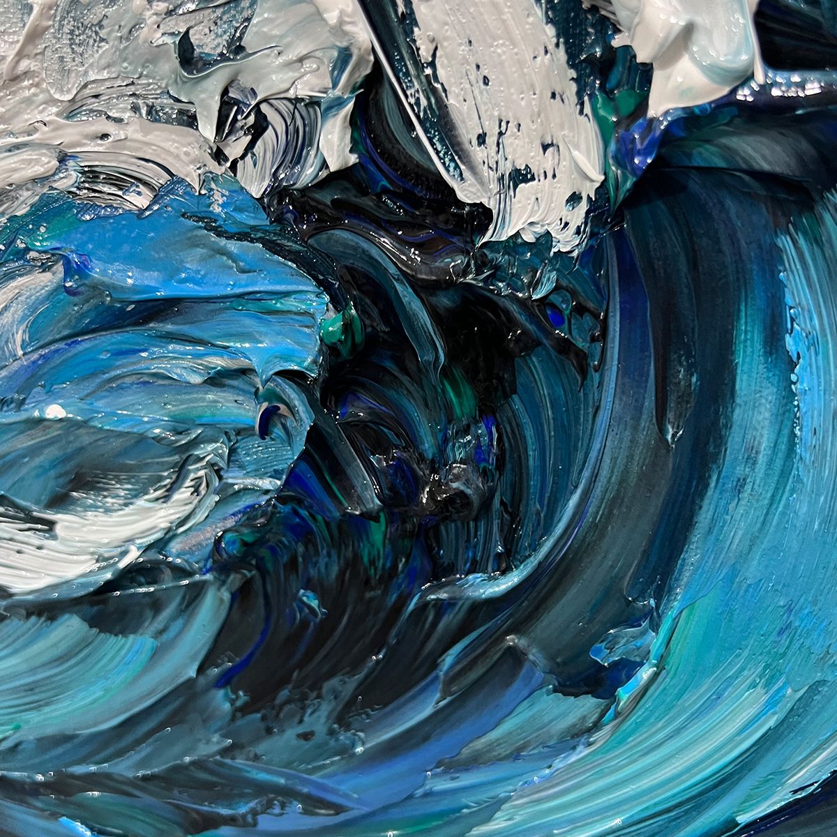 CRASHING WAVE: Textured Impasto Ocean Wave Oil Painting - Image 3