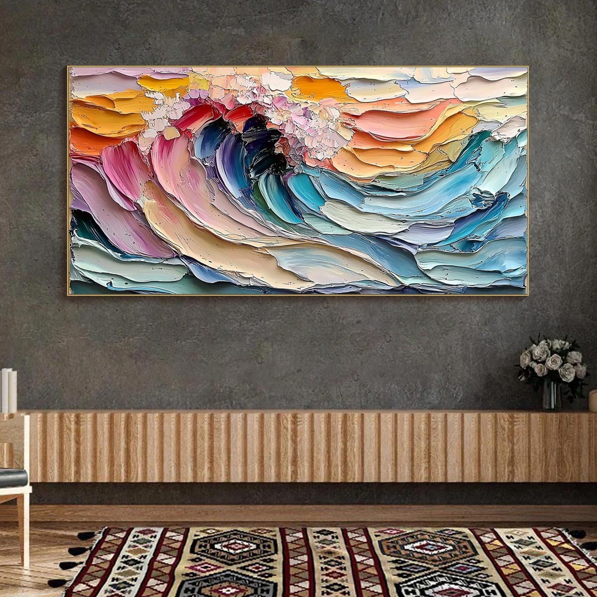 CRESTING WAVE: Textured Impasto Ocean Wave Oil Painting - Image 7