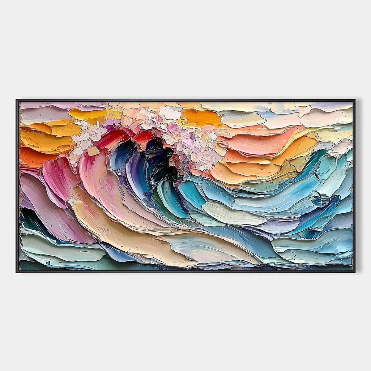CRESTING WAVE: Textured Impasto Ocean Wave Oil Painting