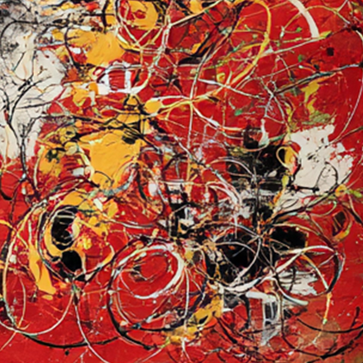 CRIMSON CHAOS: Large Vertical Red and Black Abstract Action Painting - Image 3