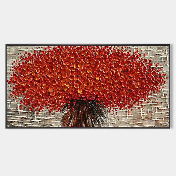 CRIMSON BURST: Textured Impasto Floral Painting in Red