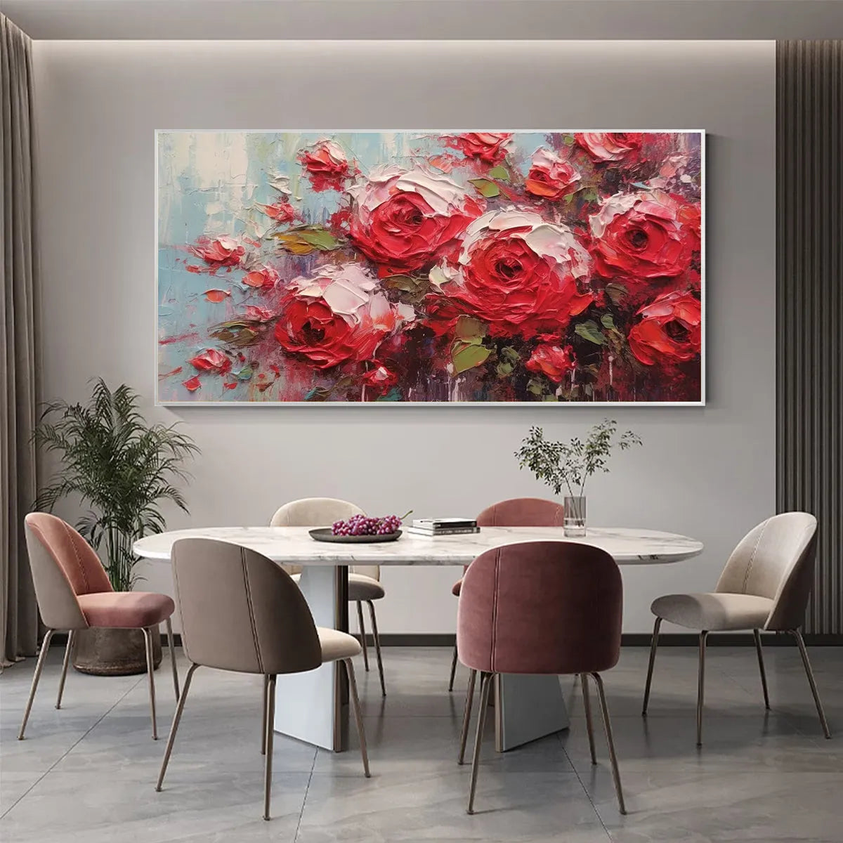 CRIMSON RHAPSODY: Impasto Red Rose Painting - Image 2