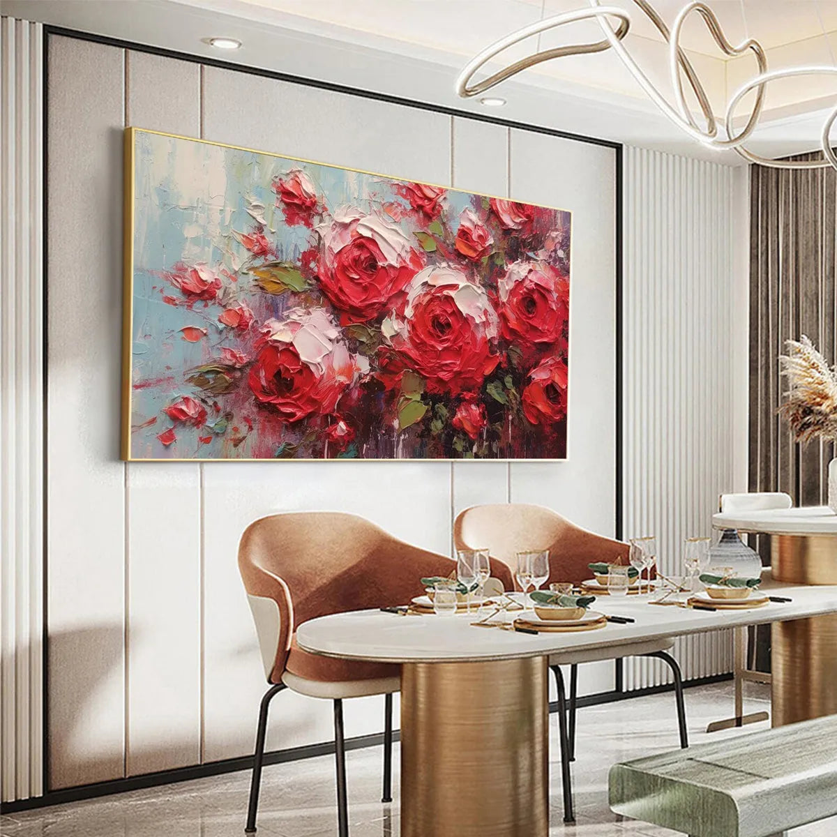 CRIMSON RHAPSODY: Impasto Red Rose Painting - Image 4
