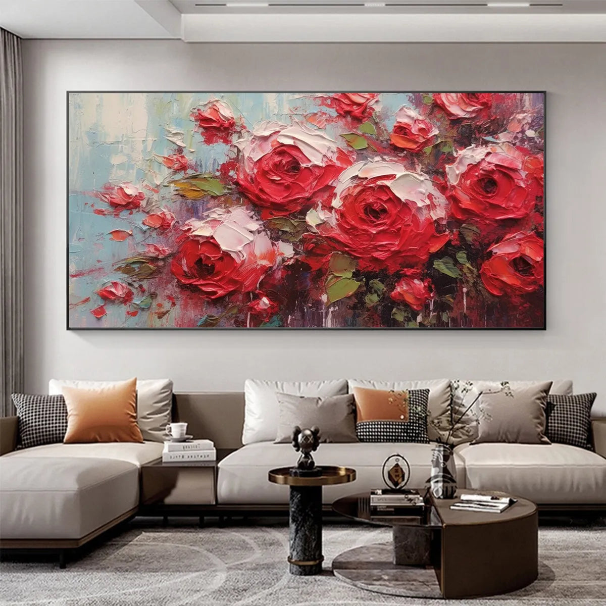 CRIMSON RHAPSODY: Impasto Red Rose Painting - Image 6