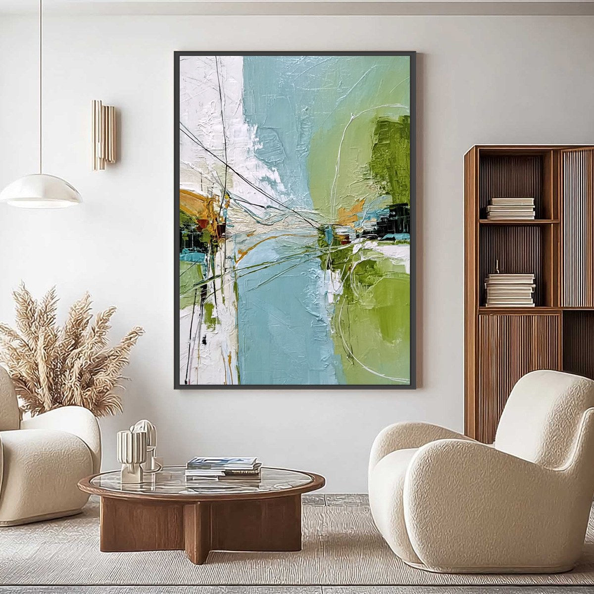 CROSSING PATHS: Large Textured Vertical Abstract Wall Art - Image 2