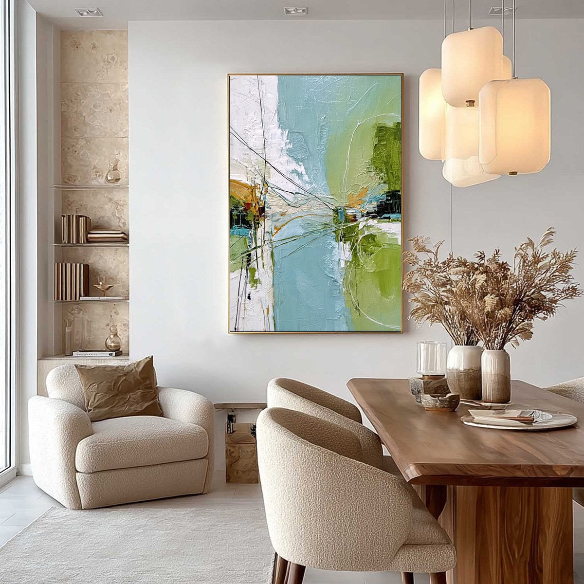 CROSSING PATHS: Large Textured Vertical Abstract Wall Art - Image 4