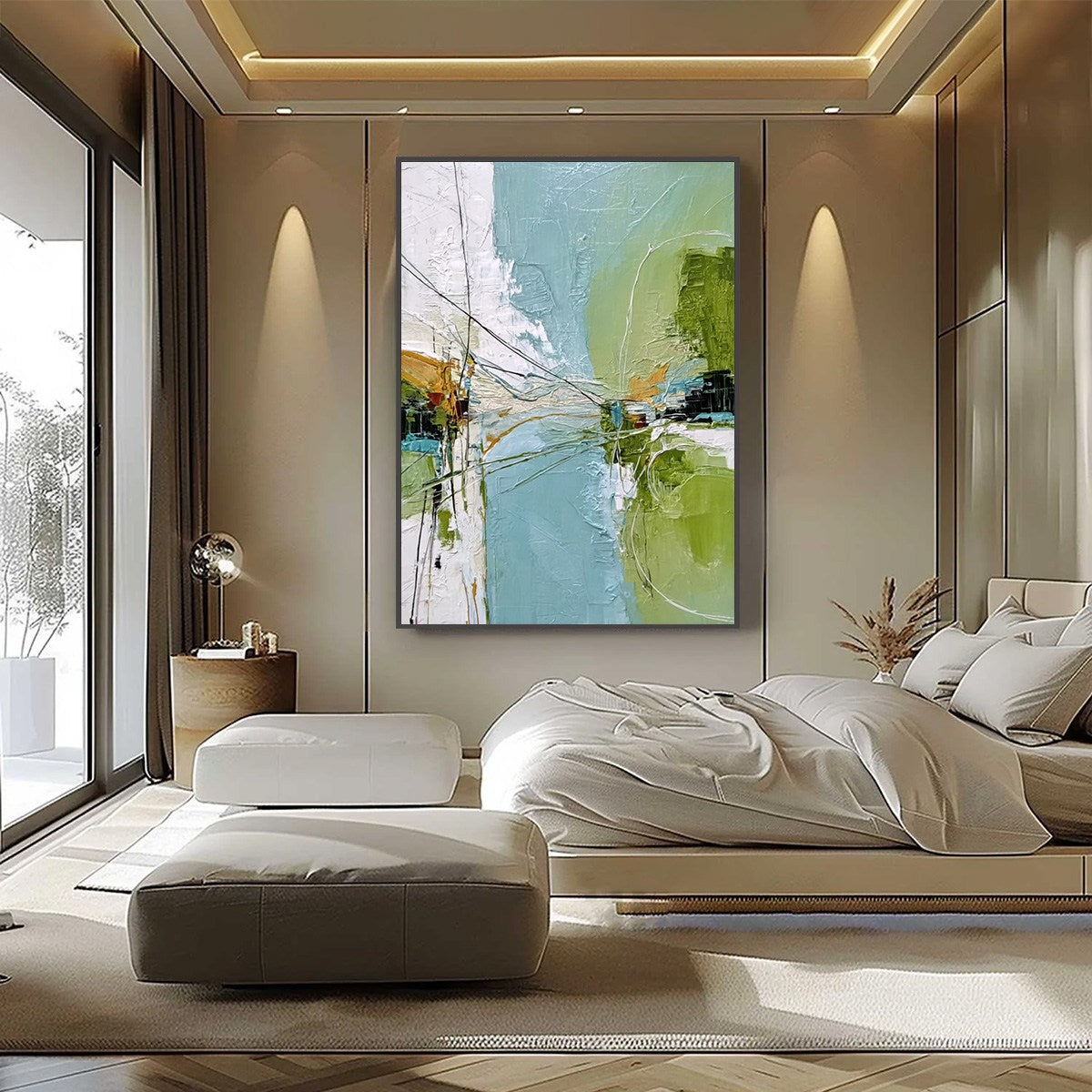 CROSSING PATHS: Large Textured Vertical Abstract Wall Art - Image 6