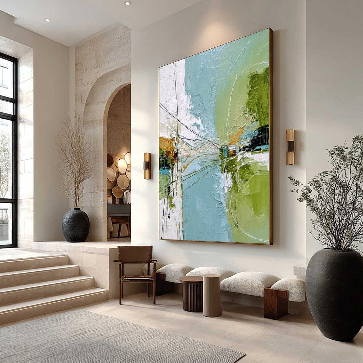 CROSSING PATHS: Large Textured Vertical Abstract Wall Art - Image 7