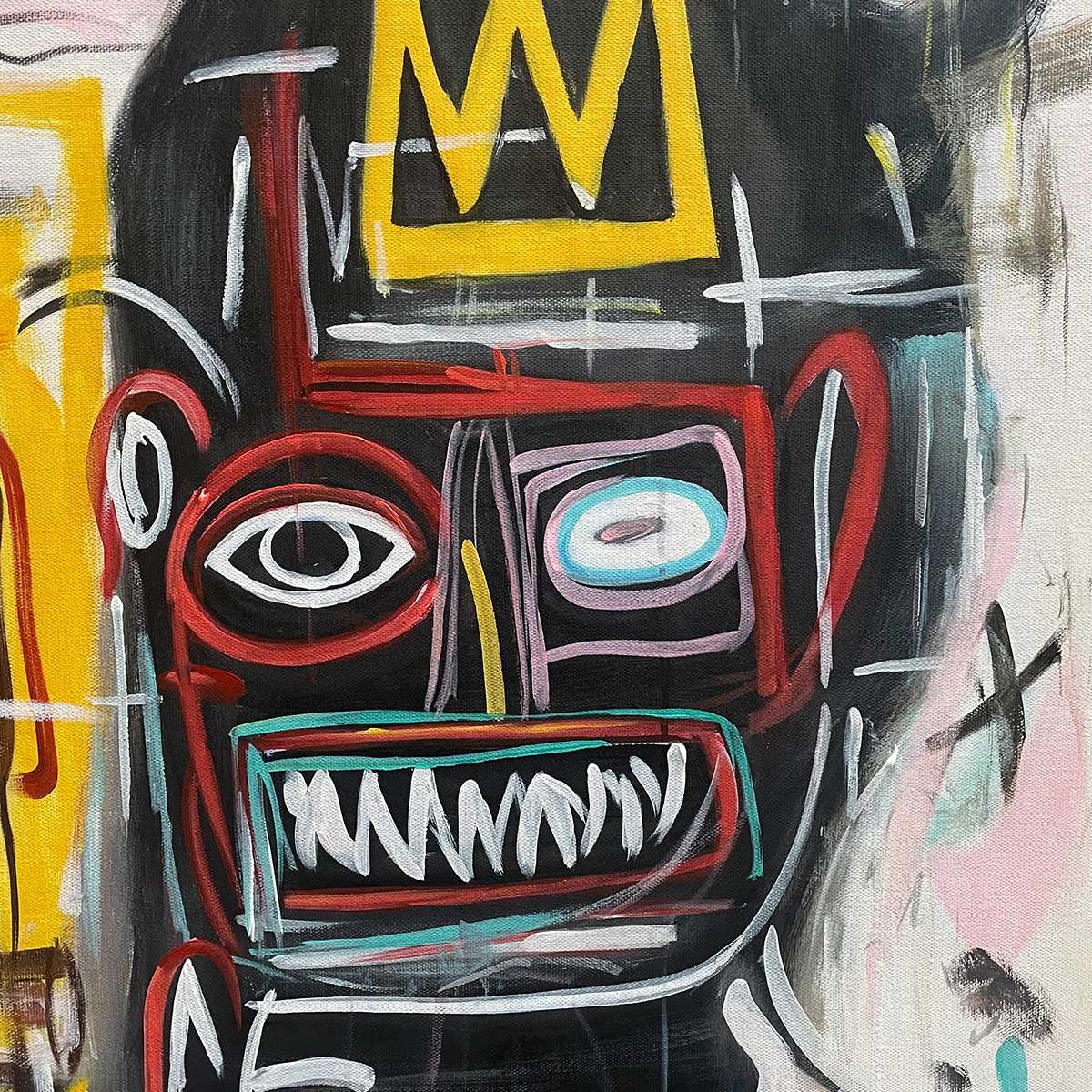 CROWNED FIGURES: Graffiti-Style Portrait Oil Painting - Image 3