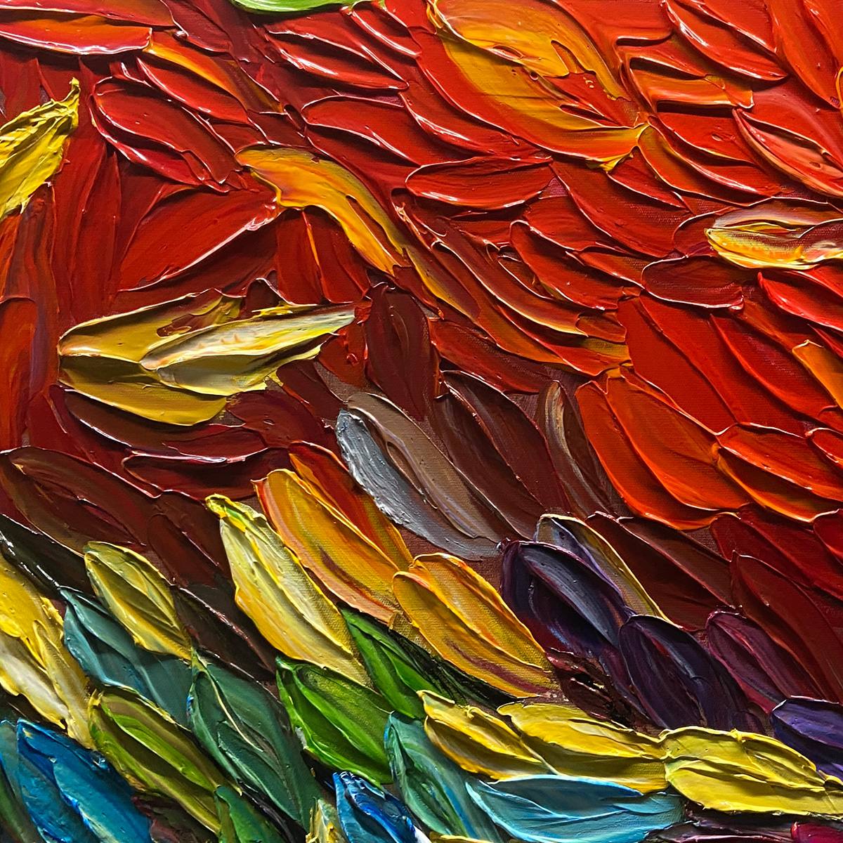CHROMA WHISPERS: Colorful Abstract Impasto Oil Painting on Canvas - Image 5
