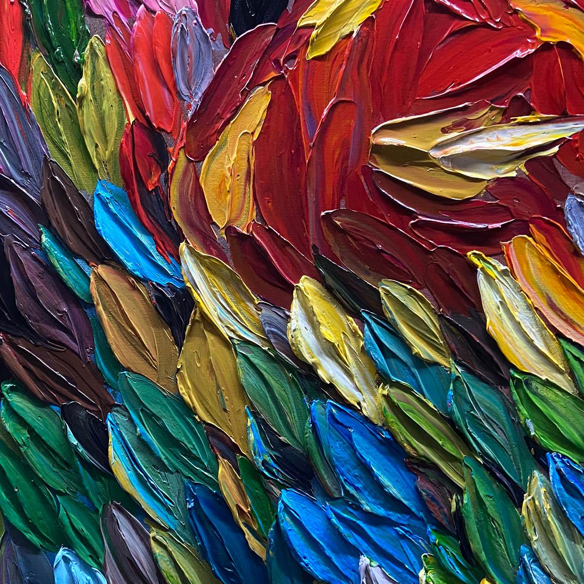 CHROMA WHISPERS: Colorful Abstract Impasto Oil Painting on Canvas - Image 3