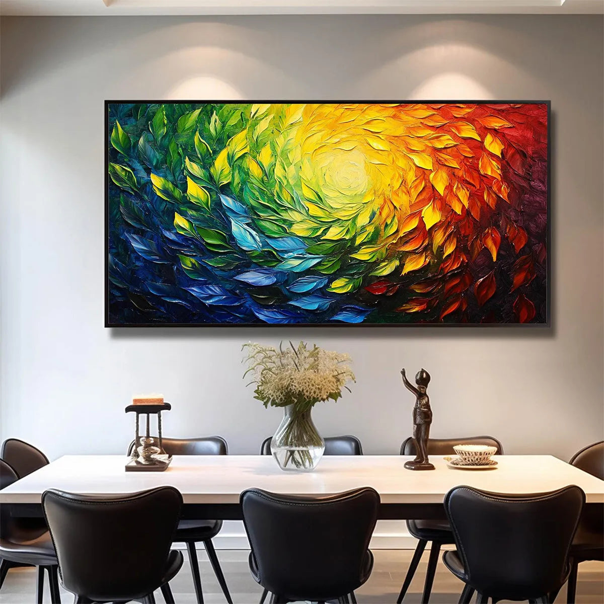 CHROMA SPIN: Impasto Abstract Oil Painting in Vibrant Rainbow Colors - Image 2