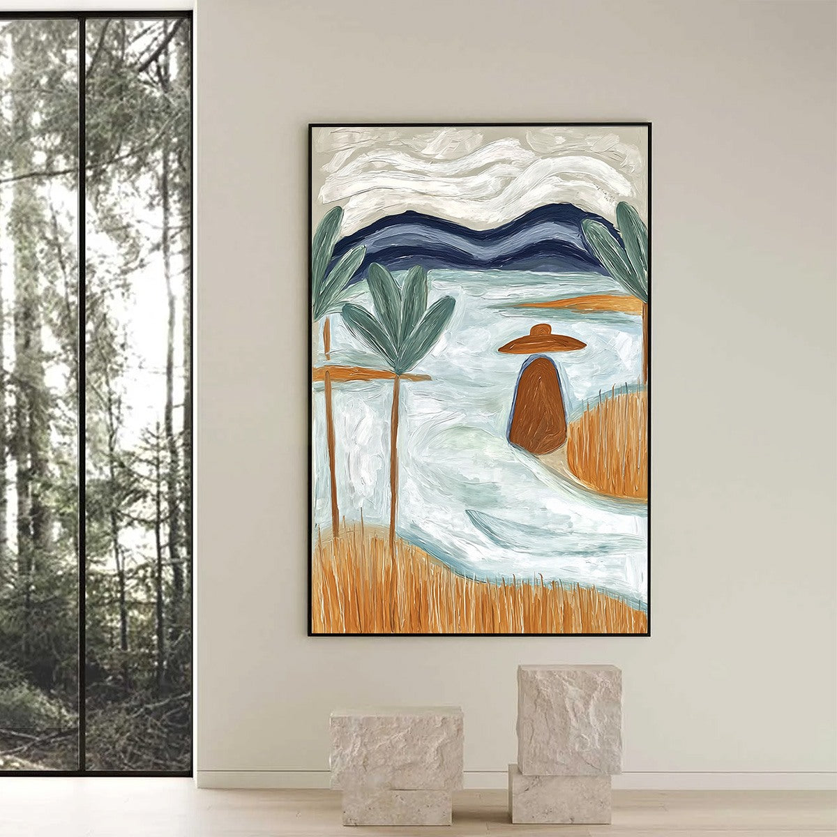 Coastal Reverie Textured Seascape Abstract Painting on Canvas - Image 6