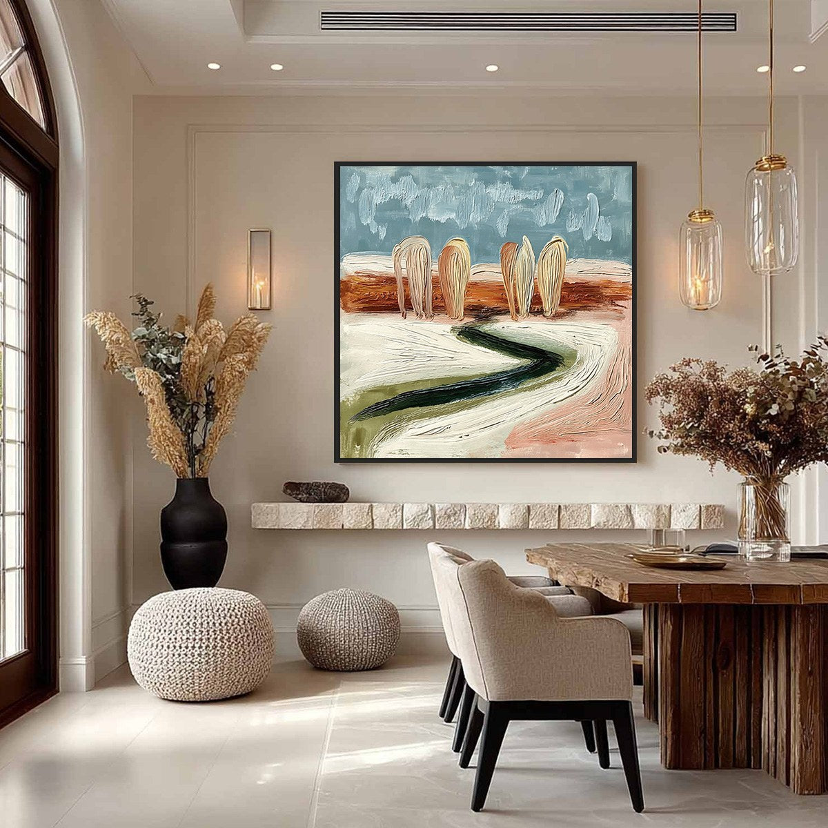 Coastal Sentinels | Textured Abstract Landscape Oil Painting - Image 4