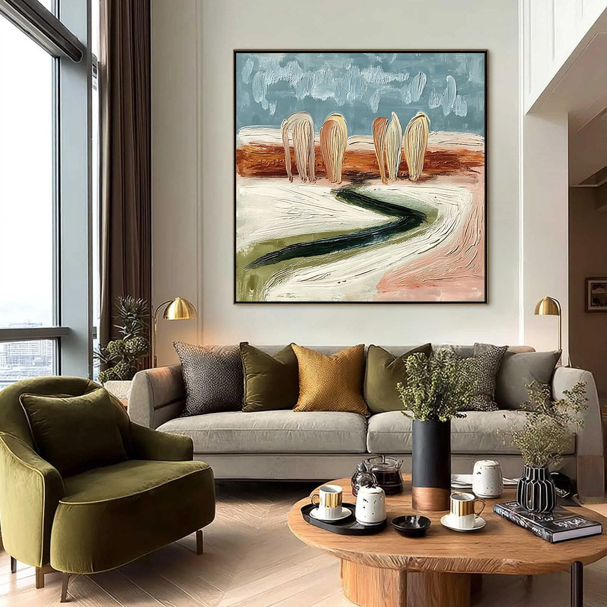 Coastal Sentinels | Textured Abstract Landscape Oil Painting - Image 6