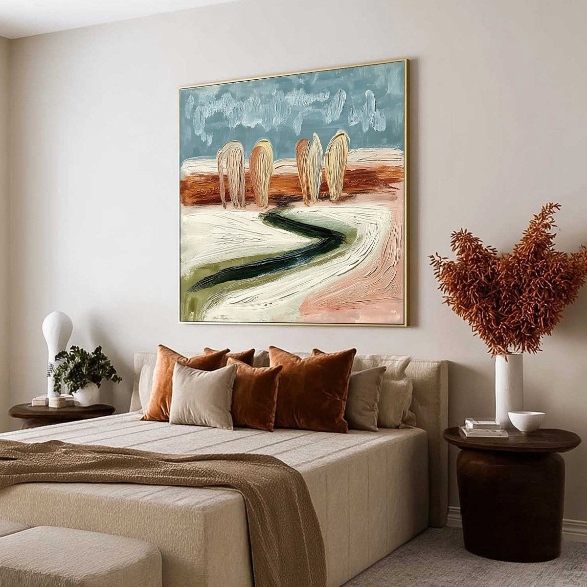 Coastal Sentinels | Textured Abstract Landscape Oil Painting - Image 7