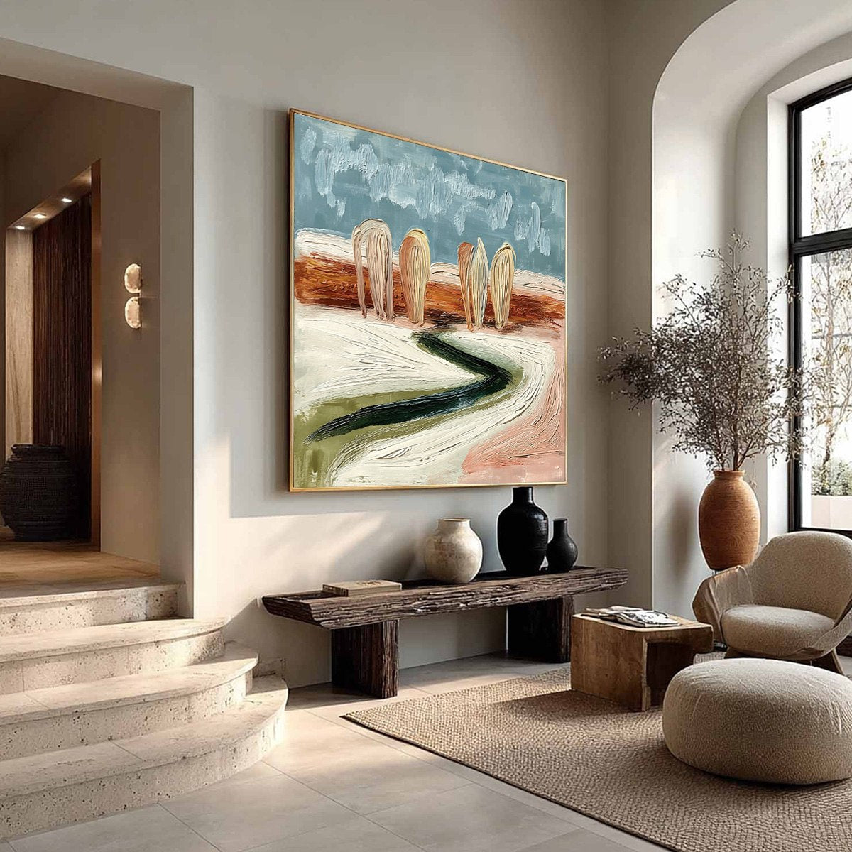 Coastal Sentinels | Textured Abstract Landscape Oil Painting - Image 8