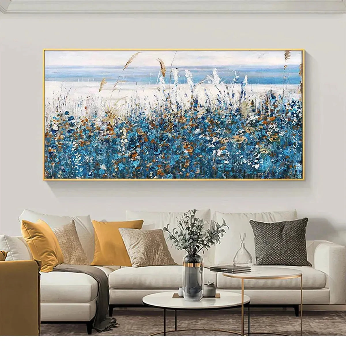 BLUE DUNES: Coastal Landscape Painting with Blue Flowers - Image 2