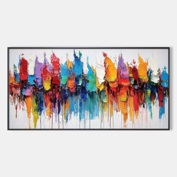 COLORFALLS: Panoramic Abstract Oil Painting in Vibrant Hues