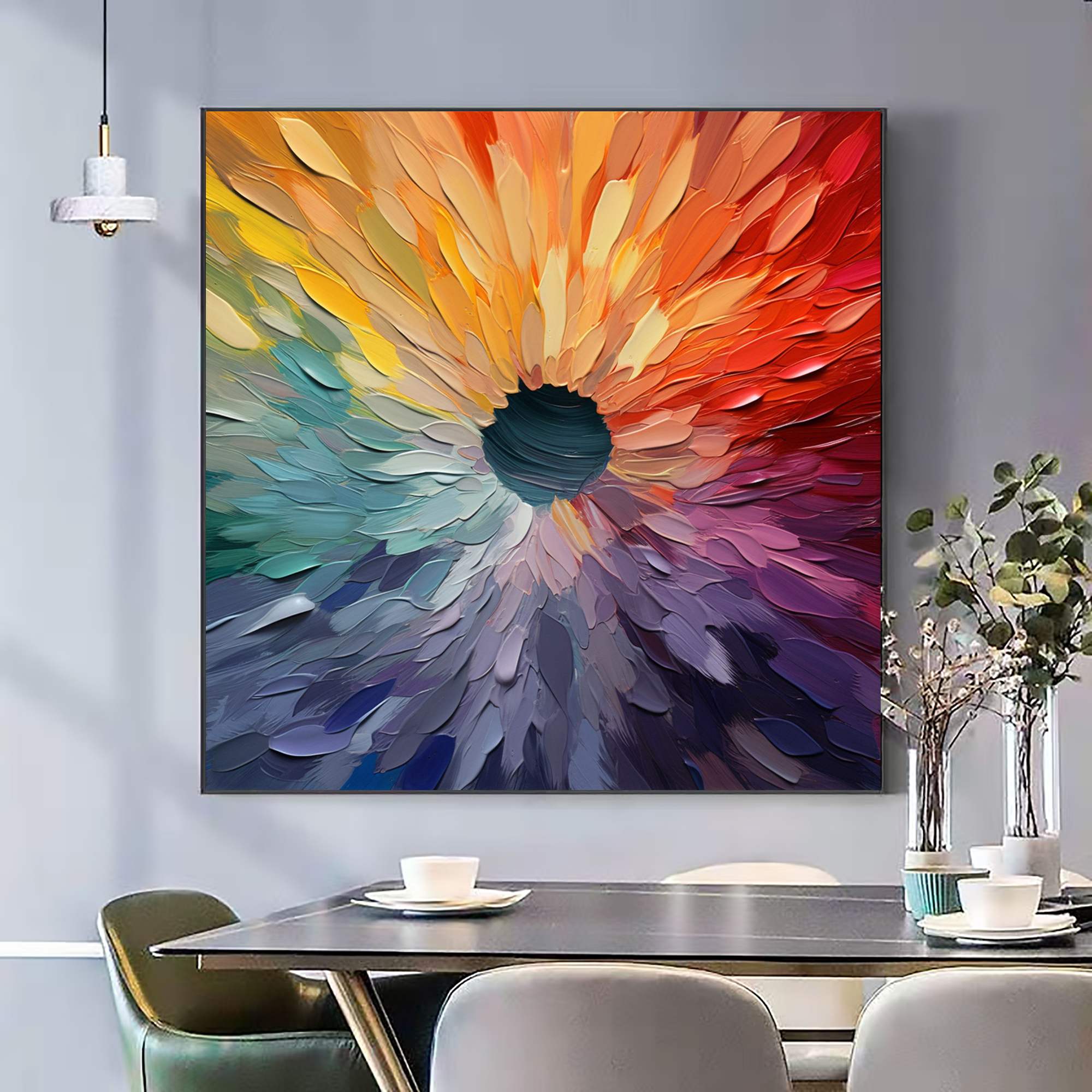 CHROMA BLOOM: Colorful Abstract Impasto Oil Painting - Image 4