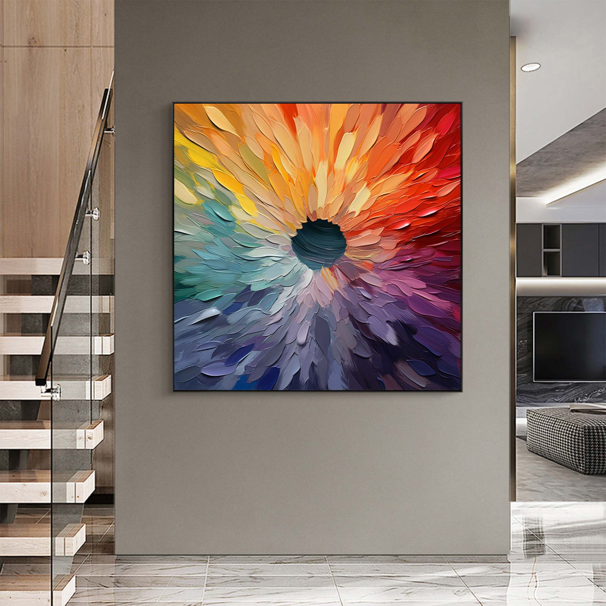 CHROMA BLOOM: Colorful Abstract Impasto Oil Painting - Image 2