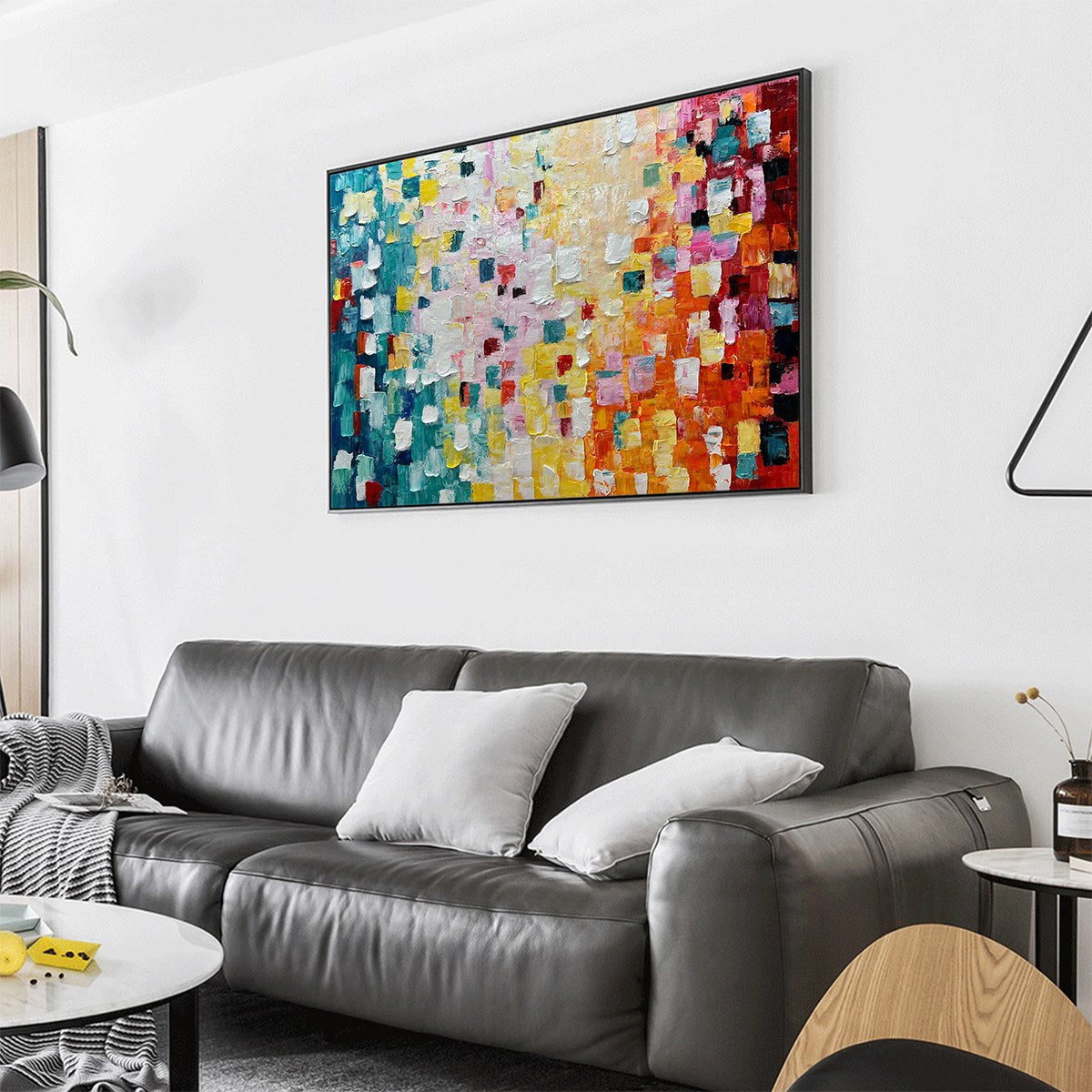 PIXEL RAINBOW: Colorful Abstract Impasto Oil Painting - Image 4