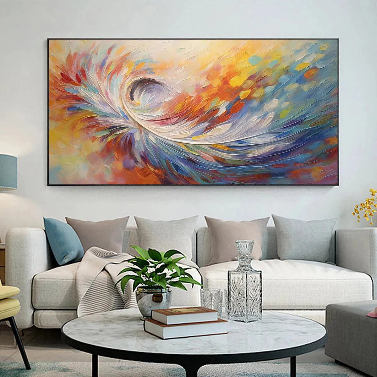 Abstract Swirl Oil Painting - Colorful Wall Art Decor - Image 2