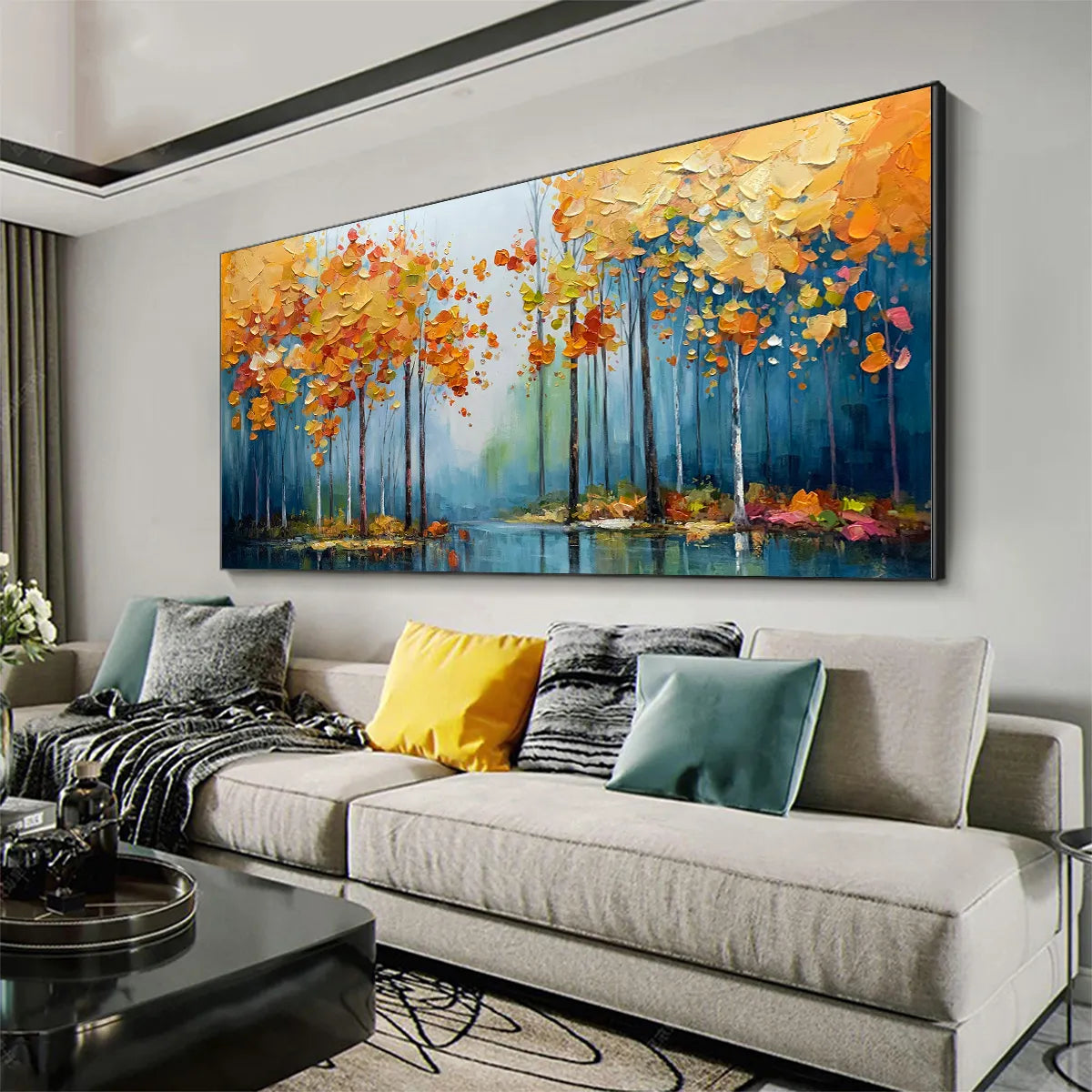 AUTUMN REFLECTIONS: Colorful Autumn Forest Landscape Oil Painting - Image 4
