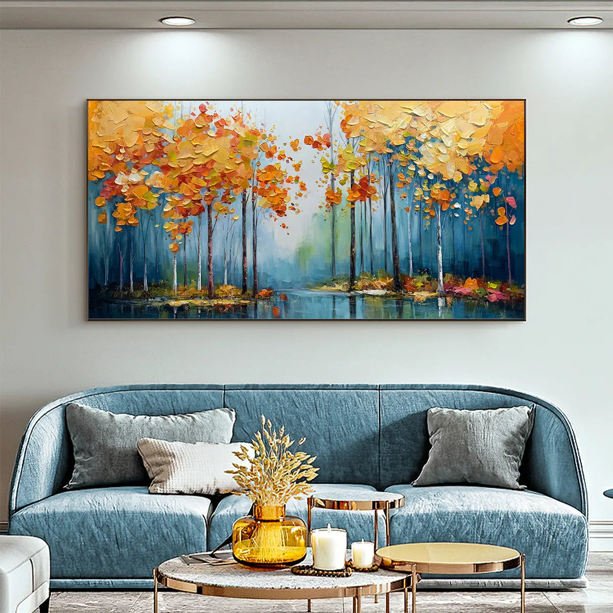 AUTUMN REFLECTIONS: Colorful Autumn Forest Landscape Oil Painting - Image 2