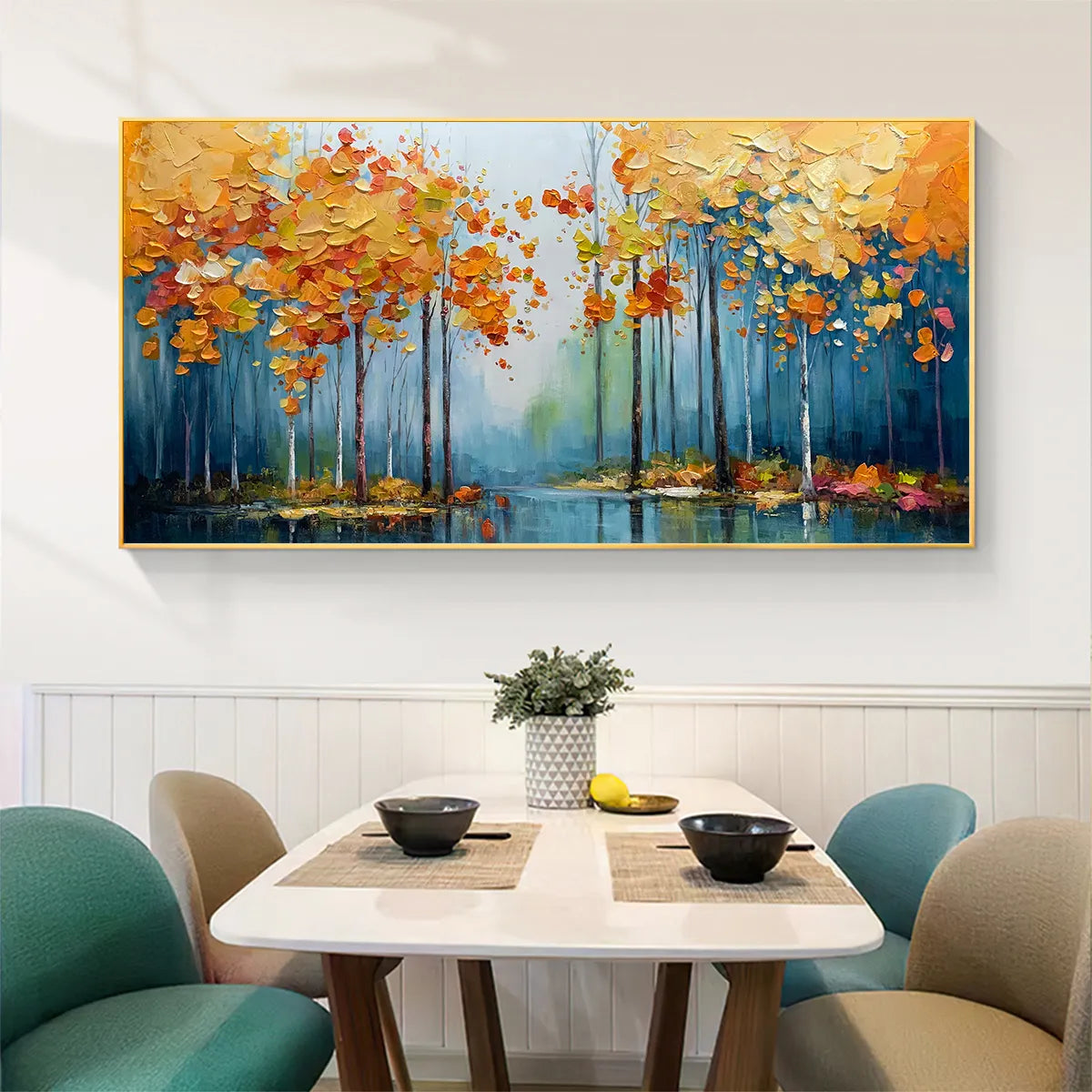 AUTUMN REFLECTIONS: Colorful Autumn Forest Landscape Oil Painting - Image 6
