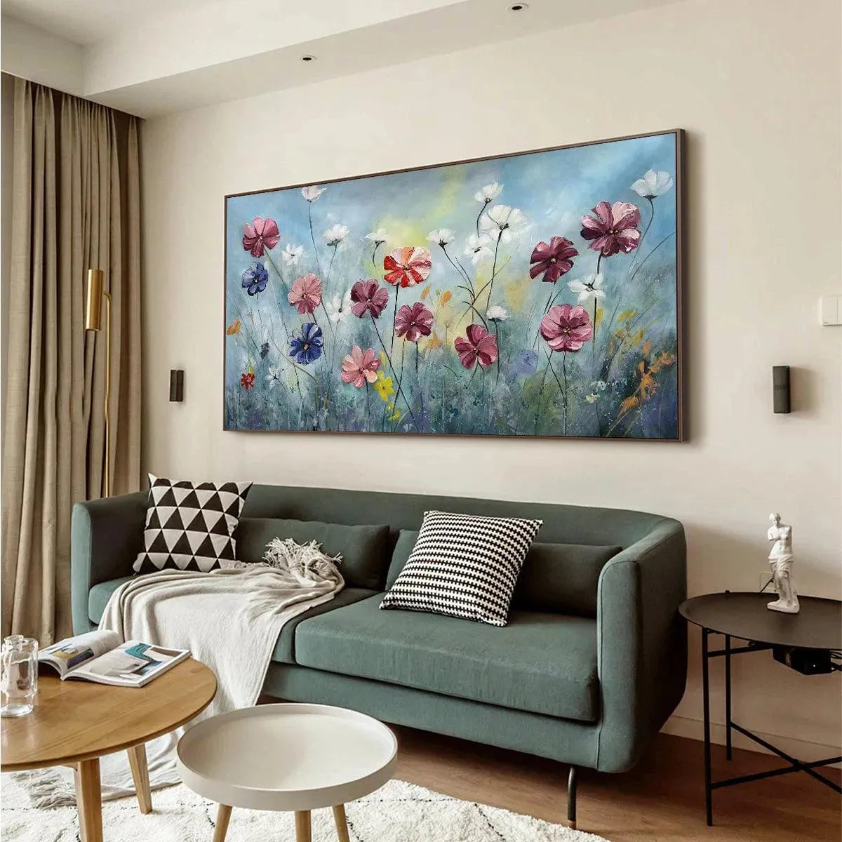 Colorful Floral Oil Painting - Vibrant Garden Art - Image 6